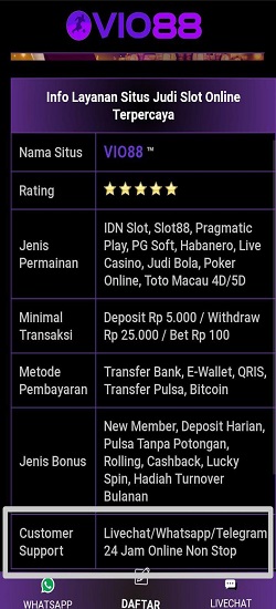 Info layanan situs Vio88