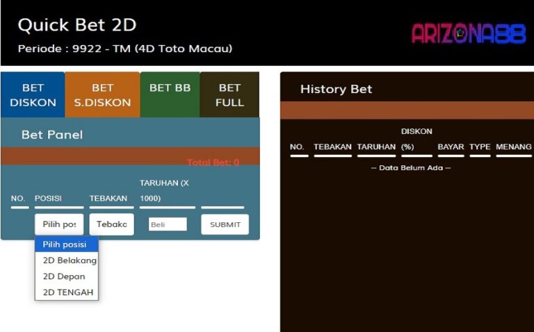 Panduan Mudah Gunakan Quick Bet 2D untuk Taruhan Kilat di Arizona88